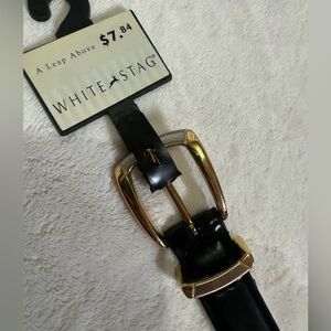White stag women’s black belt silver gold buckle